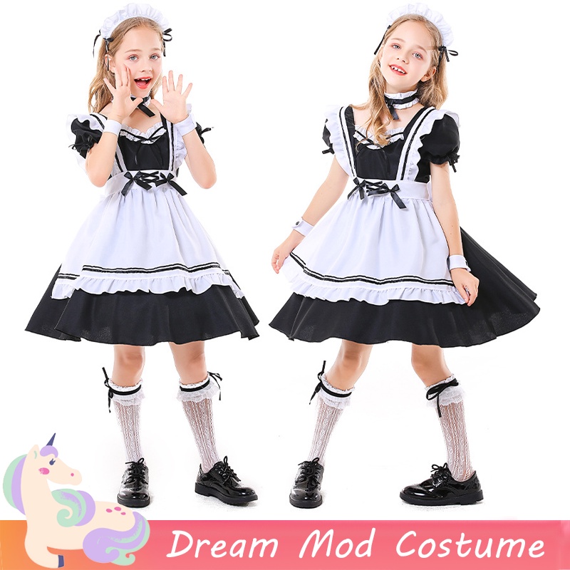 Trang Phục Hóa Trang Cô Hầu Gái Màu Trắng Đen Phong Cách lolita