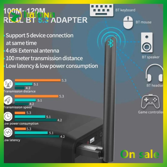 Halo Bộ Chuyển Đổi Âm Thanh Không Dây bluetooth 5.3 usb Phạm Vi 100m Cho pc / laptop