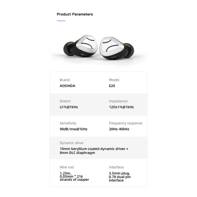 Tai Nghe Nhét Tai aoshida x letshuoer e20 hifi Có Dây 10mm Âm Thanh Sống Động + Màn Hình diaphragm