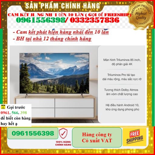 Smart Tivi Sony 85 Inch KD-85X9000H 4K UHD &lt; Chính hãng BH:24 tháng tại nhà toàn quốc&gt; - Mới  |