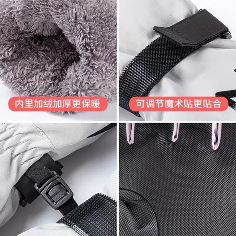 Găng Tay Trượt Tuyết Dày Dặn Ấm Áp Không Thấm Nước Chống Trượt Có Màn Hình Cảm Ứng