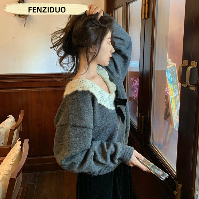 FENZIDUO Áo Len áo khoác cardigan phổ biến Xu hướng hàn quốc Thời trang WXF23A0SLT 43Z231026