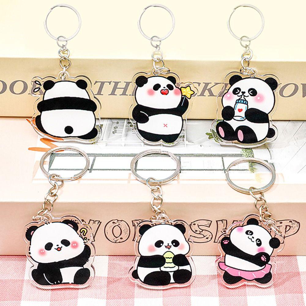 Mmluck Móc Chìa Khóa acrylic Hình Gấu Trúc Hoạt Hình Dễ Thương diy Ốp