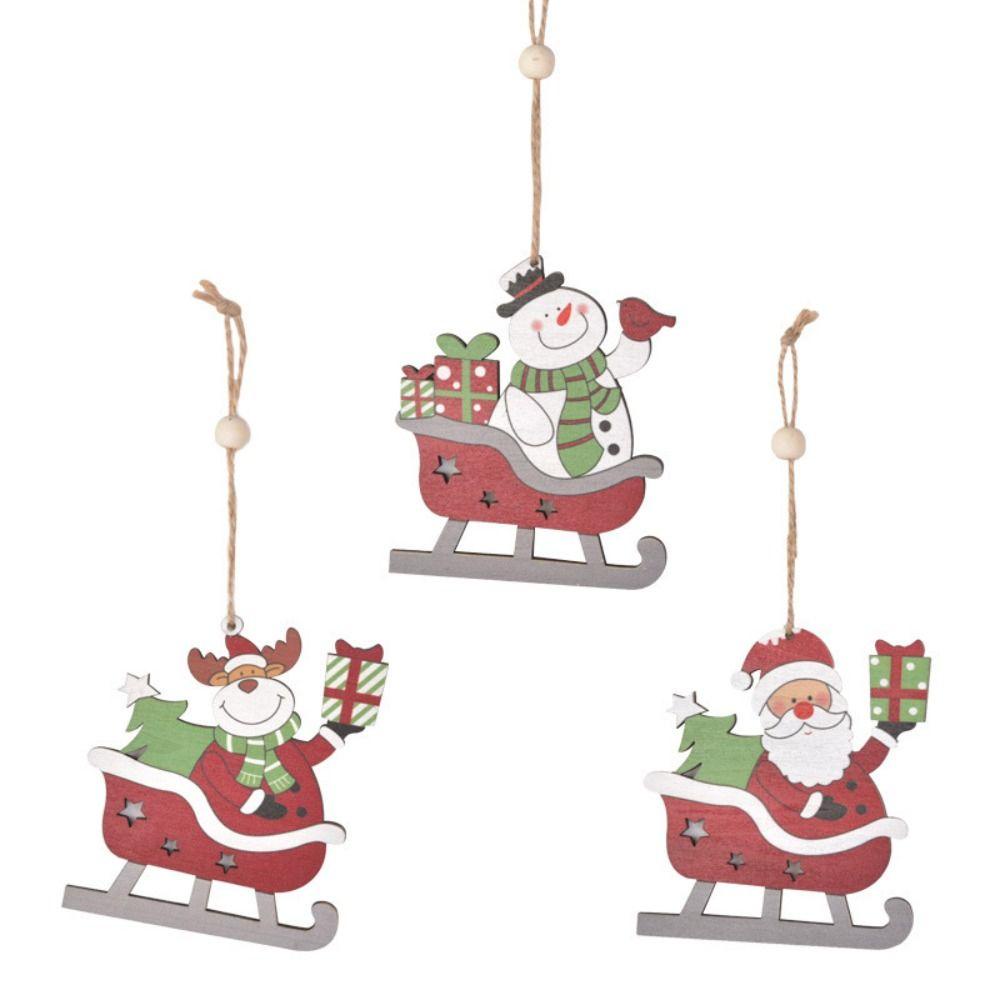 Phụ Kiện Treo Trang Trí Cây Thông Giáng Sinh Bằng Gỗ Hình Người Tuyết / Hươu / Ông Già Noel handmade diy