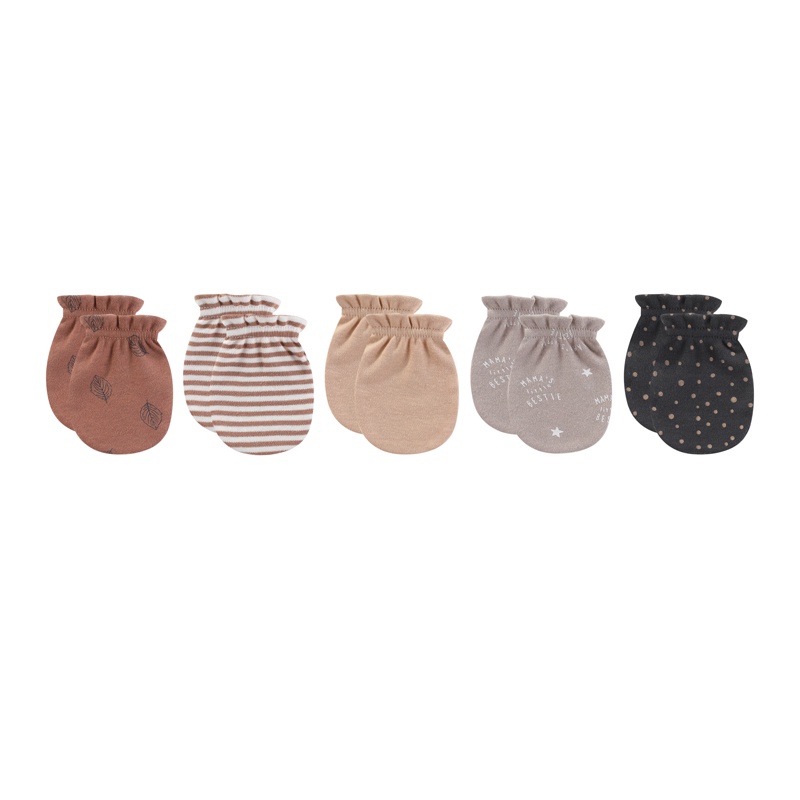 Set 5 Đôi Găng Tay cotton Màu Trơn In Họa Tiết Hoạt Hình unisex Cho Bé Sơ Sinh