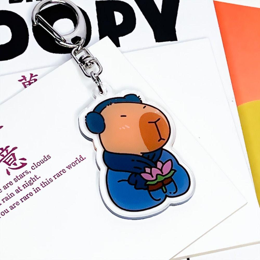 Shanhai capybara Móc Chìa Khóa Xe Hơi Bằng acrylic Hình Chú Chó Hoạt Hình Vui Nhộn Sáng Tạo