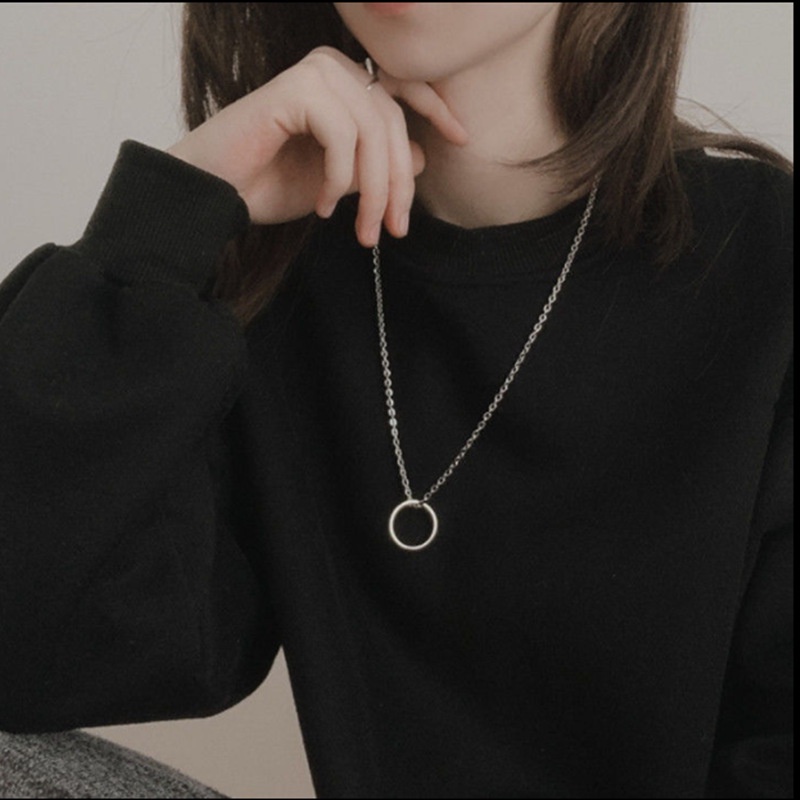 Kyushuad wang yibo Vòng Cổ Mặt Nhẫn Phong Cách harajuku Đơn Giản Đa Năng Cho Cặp Đôi