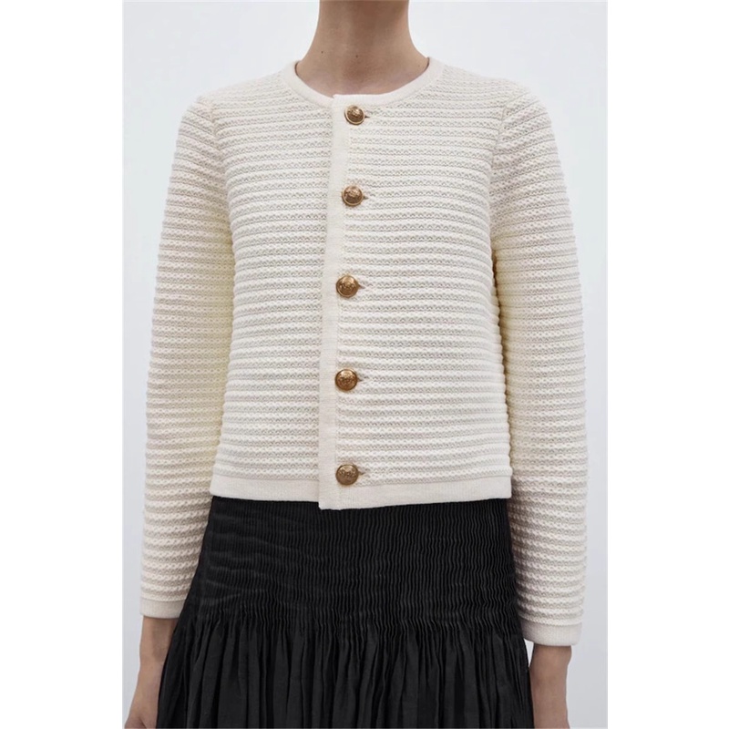 Zara Áo Khoác cardigan Dệt Kim Tay Dài Cổ Tròn Phong Cách Pháp Thời Trang Mùa Thu Cho Nữ 5666501