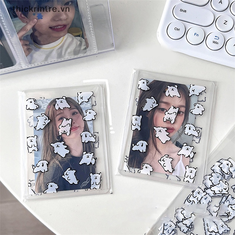 Set 50 Túi Đựng Ảnh Tự Dính Trong Suốt In Hình Chú Chó Hoạt Hình Đáng Yêu