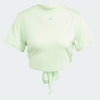 Adidas tập luyện áo thun quấn yoga studio nữ màu xanh lá is2966
