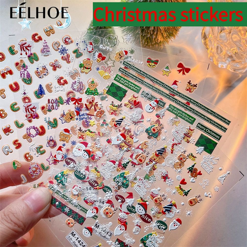 Mới Sticker Dán Móng Tay Hình Ông Già Noel Và Bông Tuyết Dễ Thương