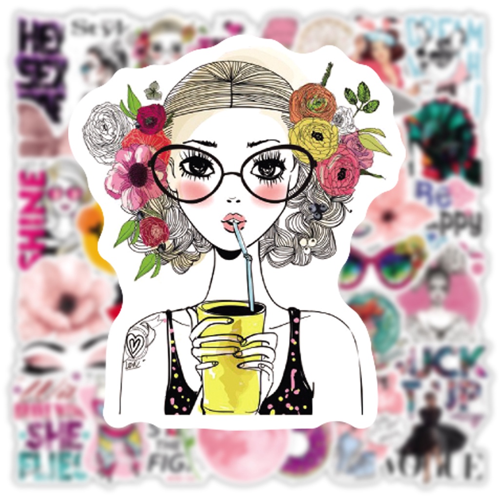 Bộ 50 Miếng Dán Trang Trí Mũ Bảo Hiểm / Bút Chì Chống Thấm Nước Họa Tiết graffiti vsco Độc Đáo