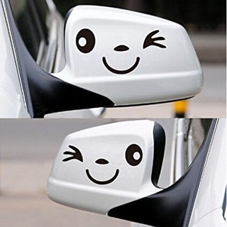 Sticker dán kính chiếu hậu xe hơi hình đôi cánh mặt cười đen