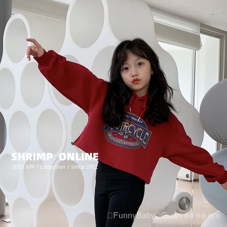 Áo Hoodie Tay Dài In Chữ Phong Cách Hàn Quốc Thời Trang Thu Đông Cho Bé Gái