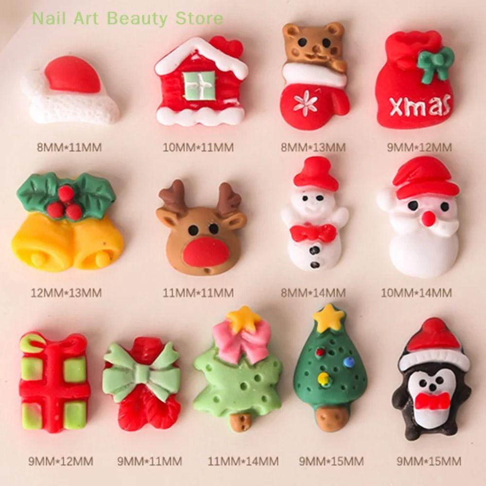 Mxmusty Set 20 Phụ Kiện Trang Trí Móng Tay Nghệ Thuật Bằng Nhựa resin Họa Tiết Hoạt Hình Cây Thông Giáng Sinh Ba Chiều Phát Sáng Dành Cho Bạn Nữ