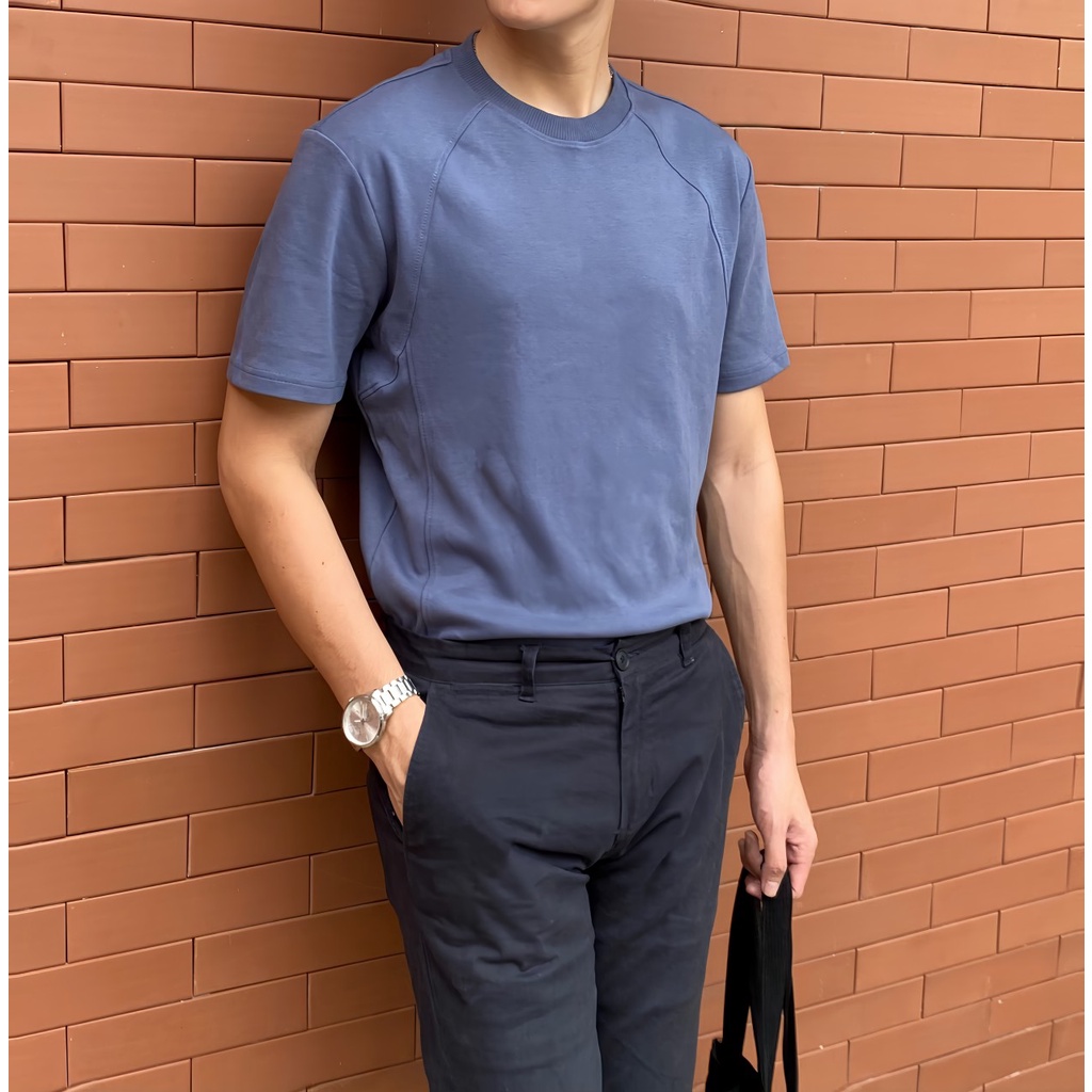 Áo thun Cotton bo gân Interlock 240gsm. Chất vải mềm mịn chống nhăn