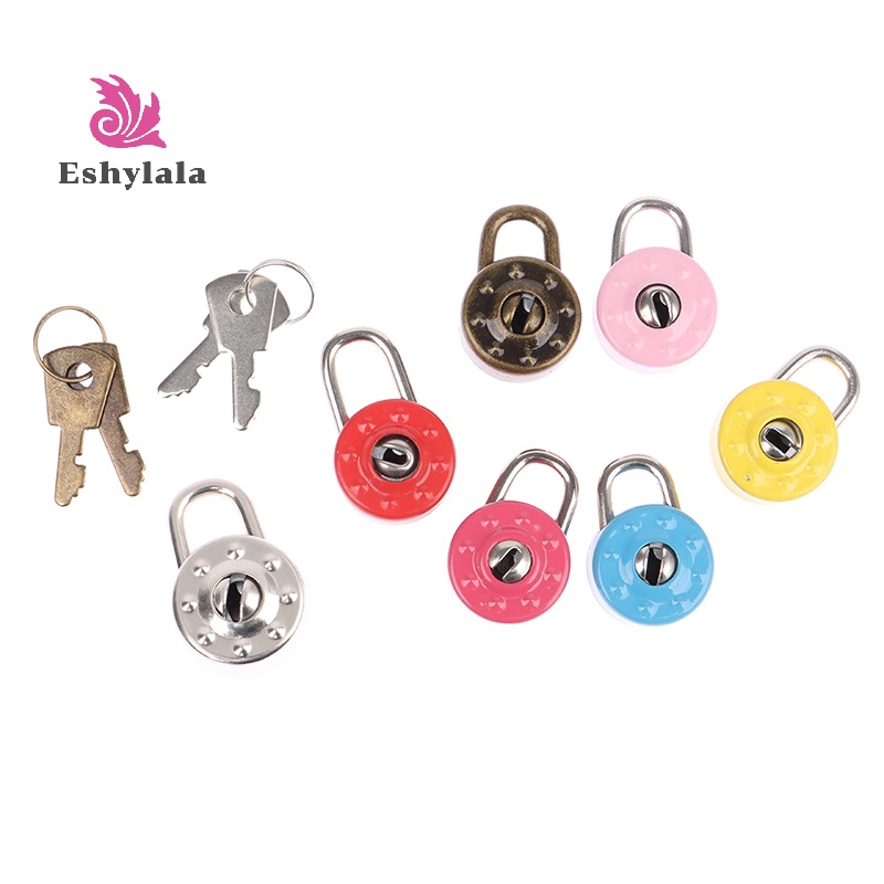 Eshylala 1 Set Ổ Khóa Hành Lý Hình Tròn mini Kèm Chìa Khóa Tiện Dụng