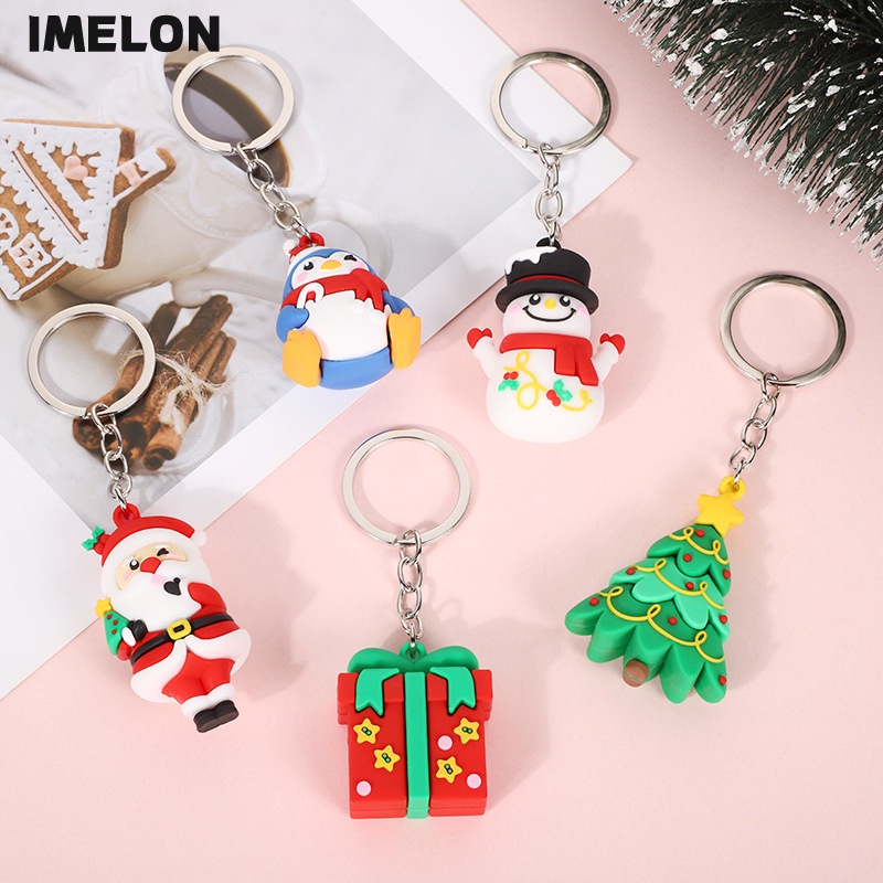 Móc khóa IMELON chất liệu nhựa PVC mềm hình búp bê ông già noel