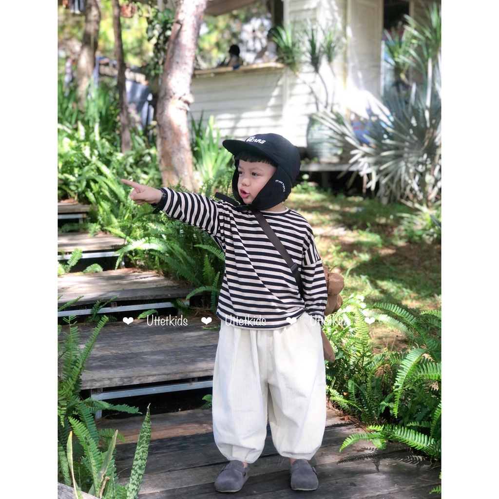 ÁO THUN SỌC TAY DÀI PHONG CÁCH HÀN QUỐC CHO BÉ GÁI VÀ BÉ TRAI 1189