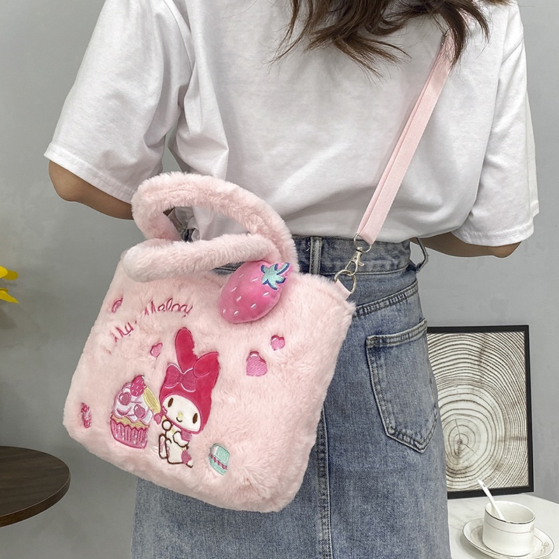 Kawaii sanrio Túi Đeo Chéo Vai Hình Thỏ melody my melody Nhồi Bông Đáng Yêu