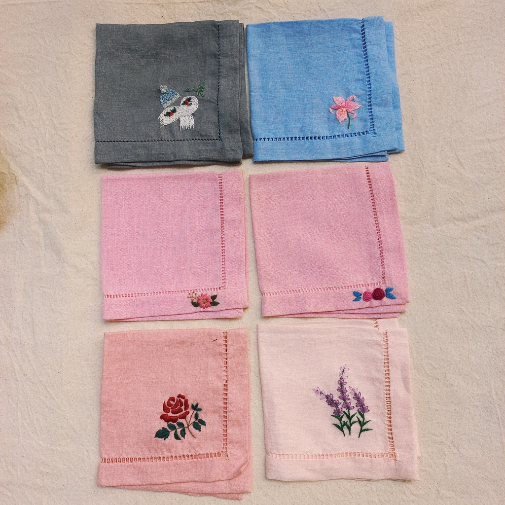 Khăn tay linen/lụa  - nhắn tin chọn mẫu