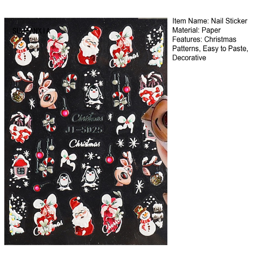 Giày Thể Thao sujianxia sujianxia Năng Động Hợp Thời Trang| Miếng Dán Trang Trí Móng Tay 3d Tự Dính Không Phai Hình Bông Tuyết Giáng Sinh mini Cho Nữ