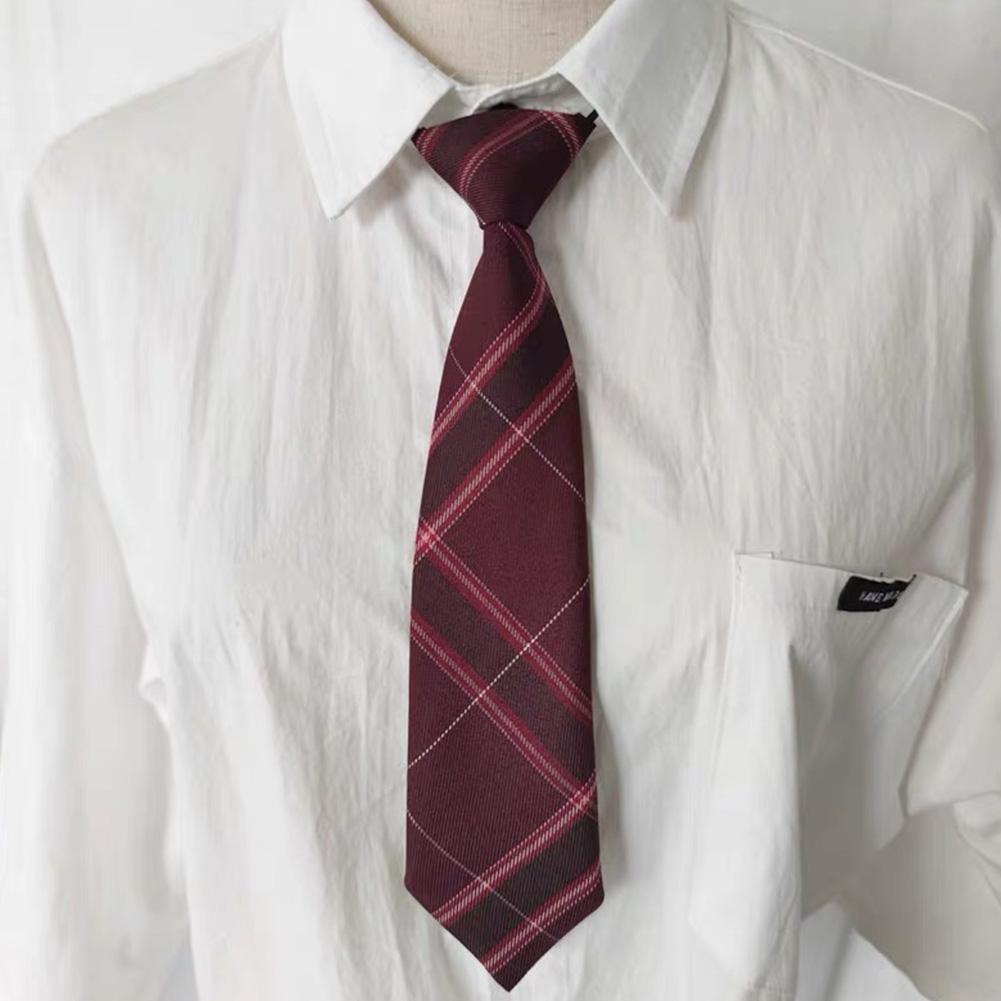 Thời Trang Cà Vạt Đồng Phục Chất Liệu Cao Su Họa Tiết Sọc Caro jk x0j1