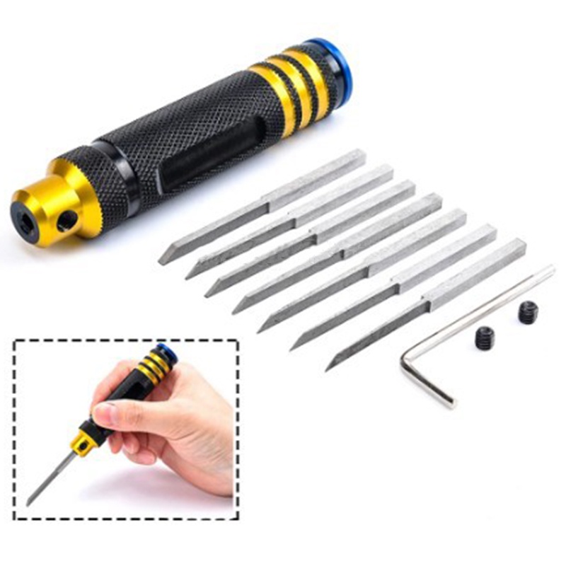 New Drone Model Scriber Resin Carved Scribe Line Cutting Tool Chisel w/ 7 Blades