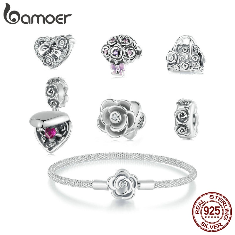 Bamoer Mặt Dây Chuyền Hình Hoa Hồng Bạc 925
