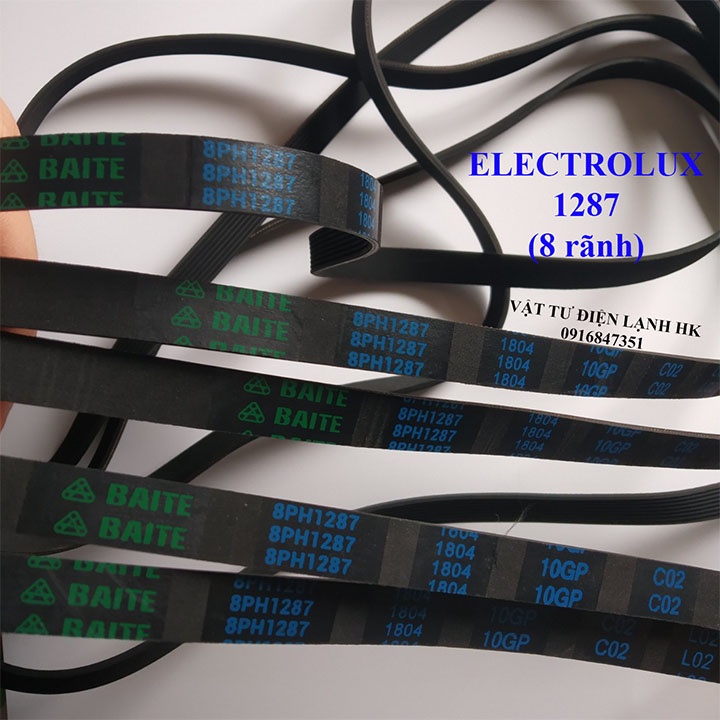 Dây curoa máy giặt sấy ELECTROLUX 8 rãnh 1287 lồng ngang - đai culoa ELEC cửa trước 8PH1287 8PH hàng Xịn