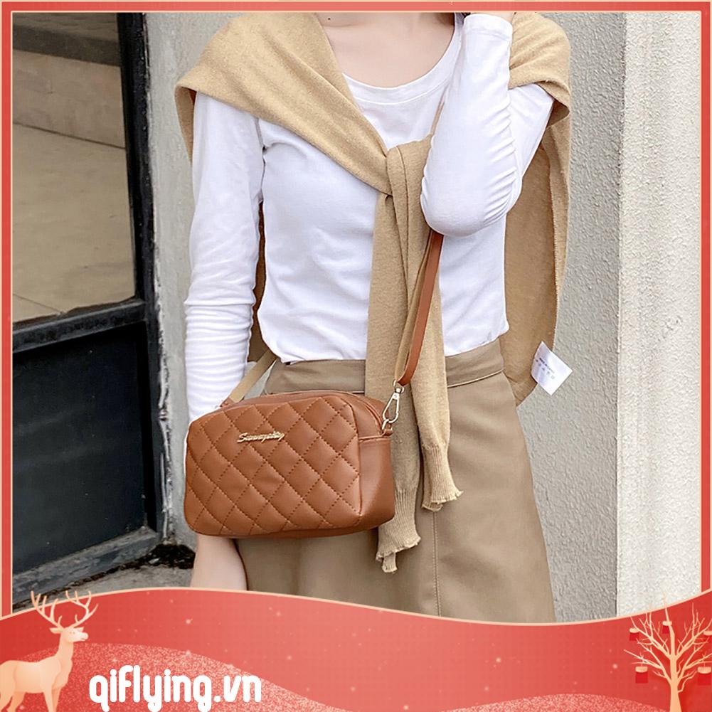 Túi Đeo Chéo Da pu Họa Tiết Kim Cương Cho Nữ