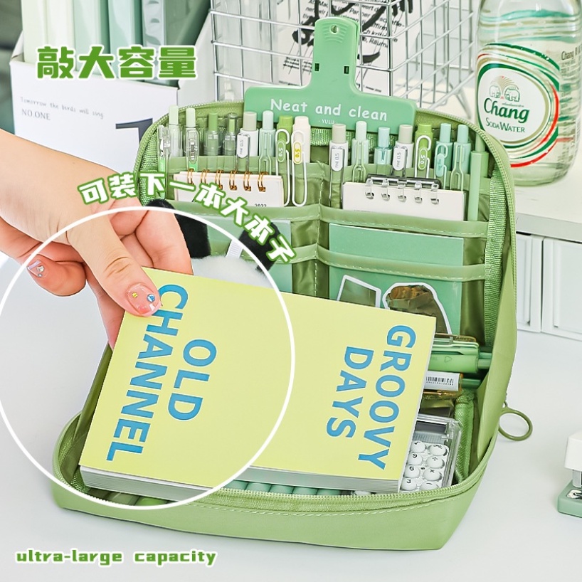 Túi Đựng Bút 12 Ngăn Sức Chứa Lớn 90 Độ Có Khóa Kéo Đa Năng Tiện Dụng