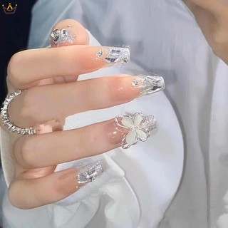 Yrshop set 24 móng tay giả đính đá lấp lánh cho cô dâu diy