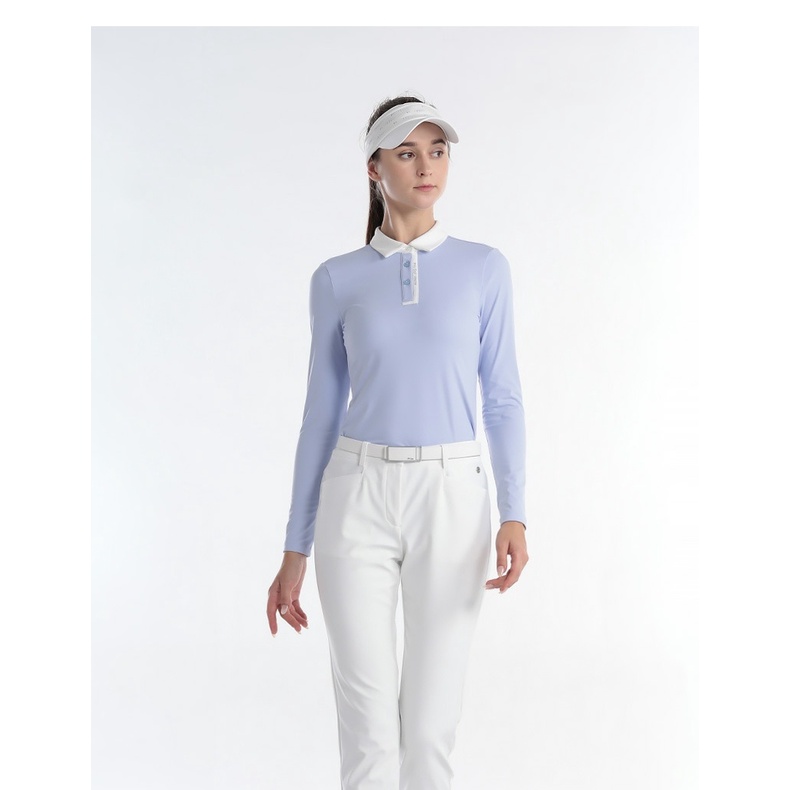 Pgm Áo Thun Tay Dài Cổ Bẻ Dáng Ôm Phong Cách Thể Thao Thời Trang Mùa Thu Cho Nữ