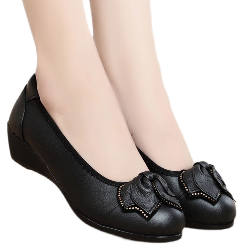 Giày Búp Bê Da Đế Xuồng Mềm Chống Trượt Thời Trang Xuân Thu 2021 Cho Nữ Trung Niên