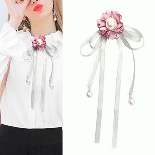 Nơ Cài Cổ Áo Hình Hoa Trà Đính Ngọc Trai Phong Cách lolita Hàn Quốc Cho Nữ