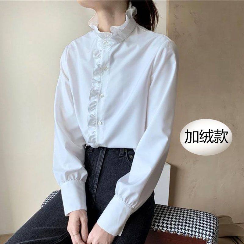 Áo Sơ Mi Trắng Dài Tay Dáng Rộng Phong Cách Phương Tây Thời Trang Thu Đông Cho Nữ