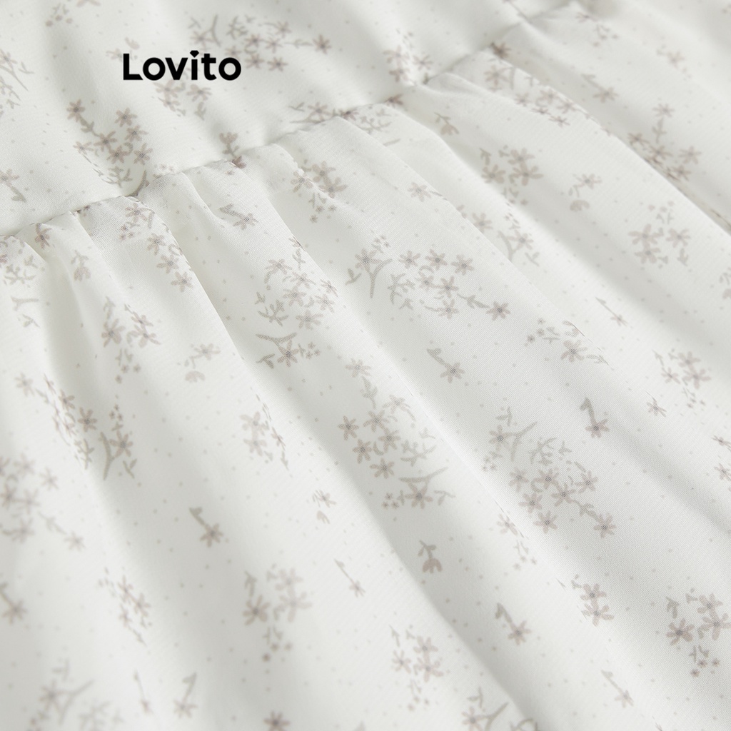 Đầm ngắn Lovito hoa nhí đơn giản thường ngày cho chữ a nữ L65ED128 (màu mơ)