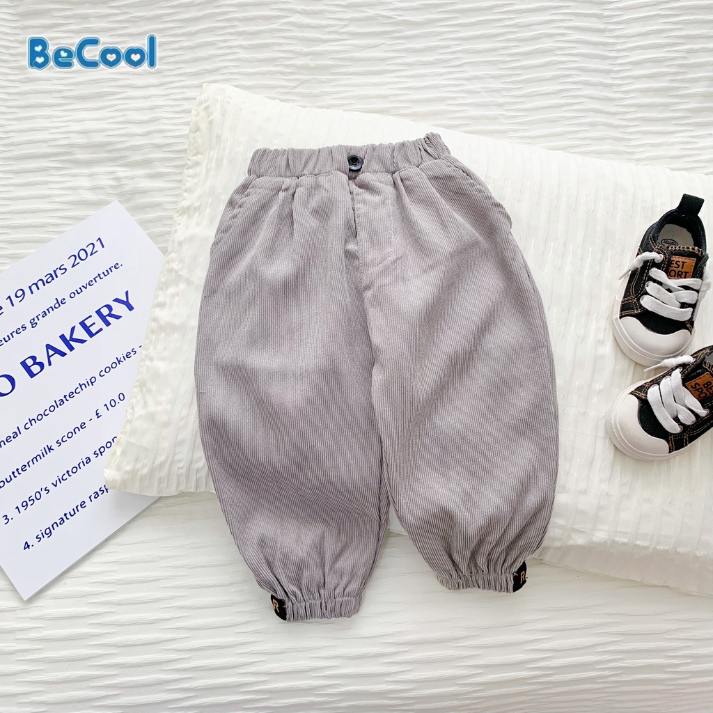 Quần Dài Nhung Chữ R Cho Bé Chất Nhung Tăm Cao Cấp BeCool, Quần Dài Thu Đông Cho Bé Từ 10-27kg