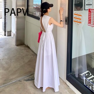 Papv Đầm Lửng Ôm Eo Hở Lưng Cột Dây Sang Trọng 8094