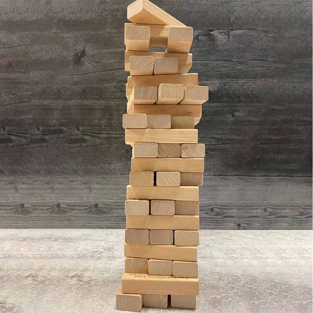 Ice Breaker Questions Tumbling Game Wooden Brick Decoration, Building Blocks Lawn Courtyard Outdoor Game