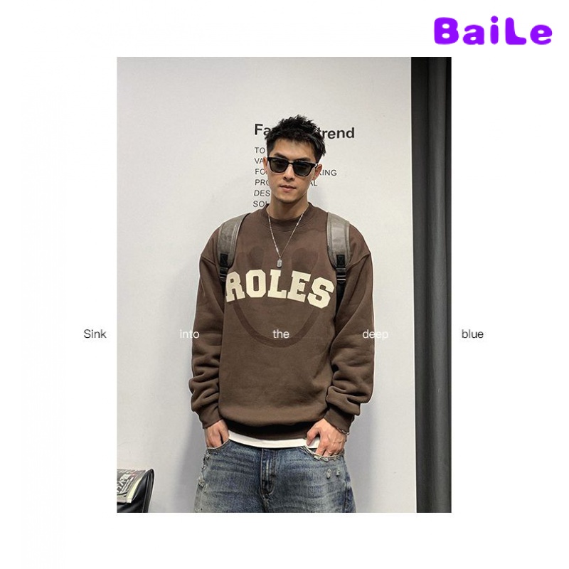 Hàng Mới Về Áo Sweater cotton Dáng Rộng In Chữ Thời Trang Thu Đông Cho Nam Giới