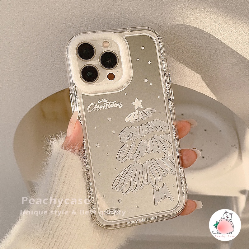 Ốp Điện Thoại Tpu Gắn Gương Trang Điểm Hình Cây Thông Giáng Sinh Cho iphone 15 plus 14 13 12 11 pro max xr xs x