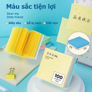 Giấy note, giấy ghi chú dạ quang 3x3 xấp 100 tờ nhiều màu