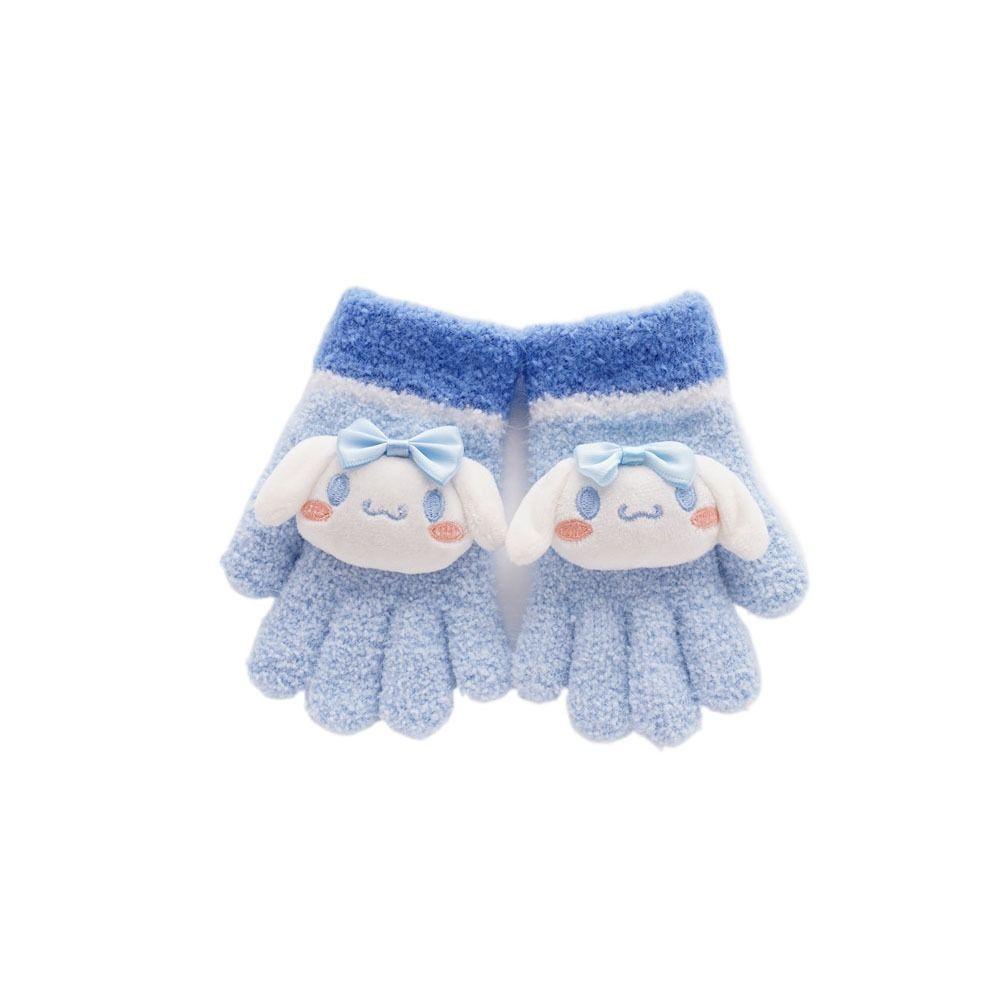 Găng Tay Thu Đông Dày Dặn Chống Gió Họa Tiết Hoạt Hình melody cinnamoroll kuromi Cho Bé