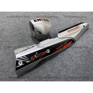 Bộ Ốp Pô Và Chụp Đích Pô Gắn Ex155 Vva Màu Bạc Tem ĐỏTây Thành Shop chuyên đồ chơi xe máy