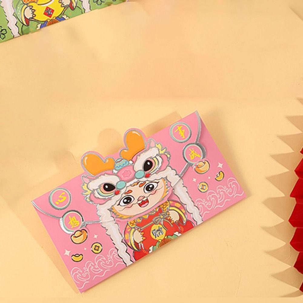 Set 4 Bao Lì Xì Năm Mới Hình Đầu Sư Tử Ba Chiều Sáng Tạo