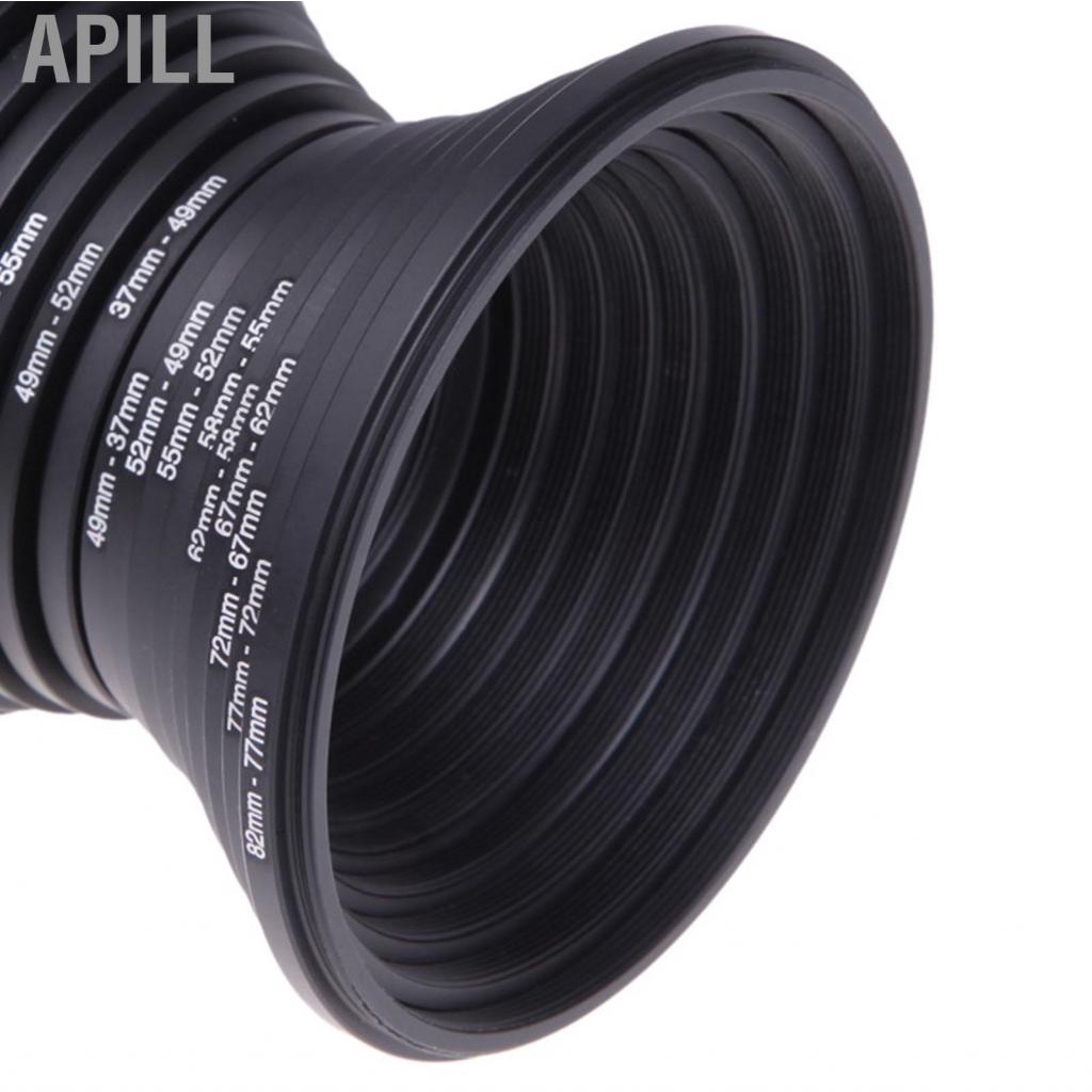 Apill 18 Piece Filter Ring Adapter Set All Metal Camera Lens Kit