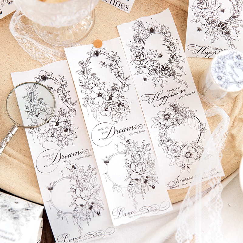 Bộ Băng Keo washi 60mm * 2M  Sổ Lưu Niệm Phong Cách ins