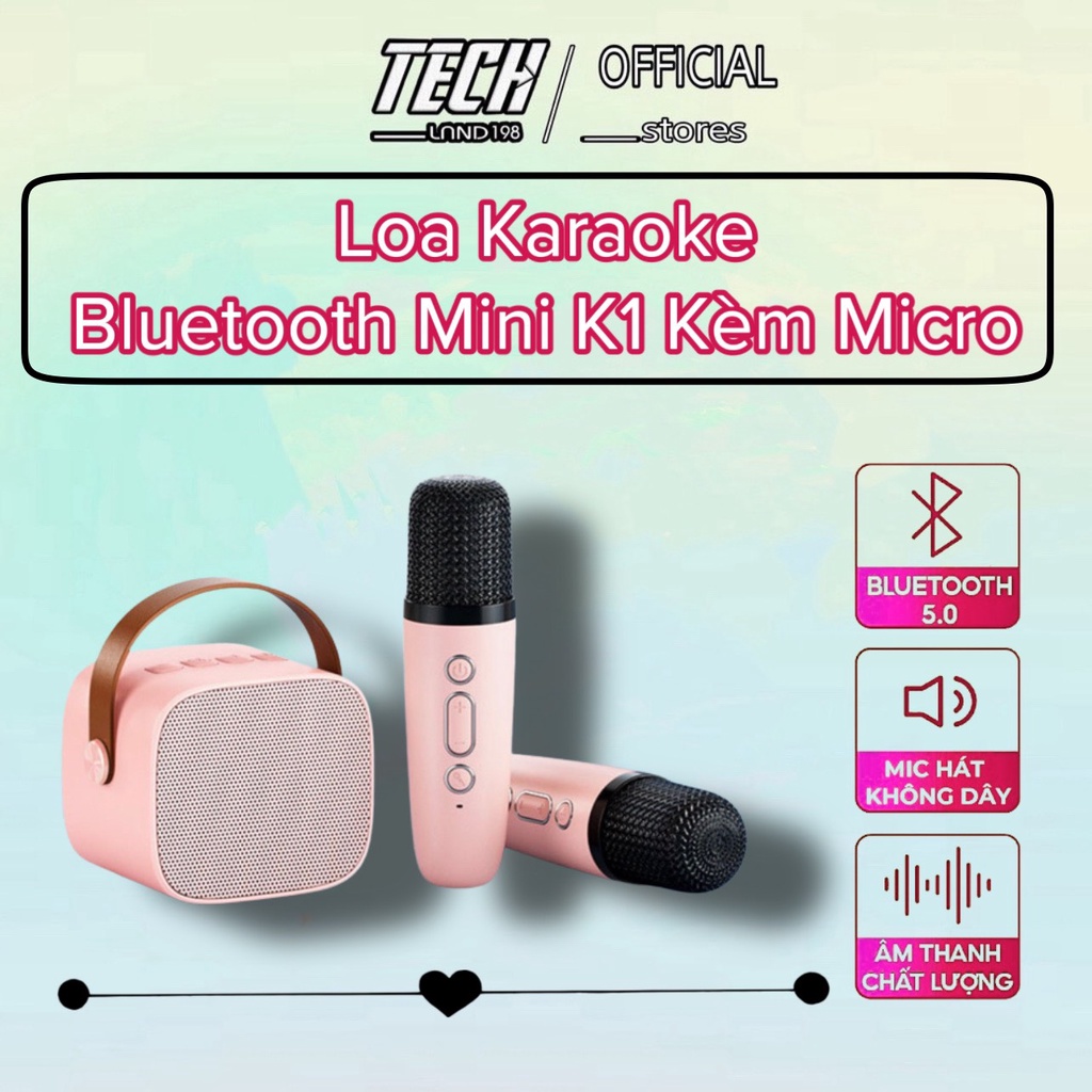 [SALE MẠNH] K1 Karaoke Loa Bluetooth Mini Tặng Kèm Micro Hát Không Dây Có Tay Cầm  Bass Hay